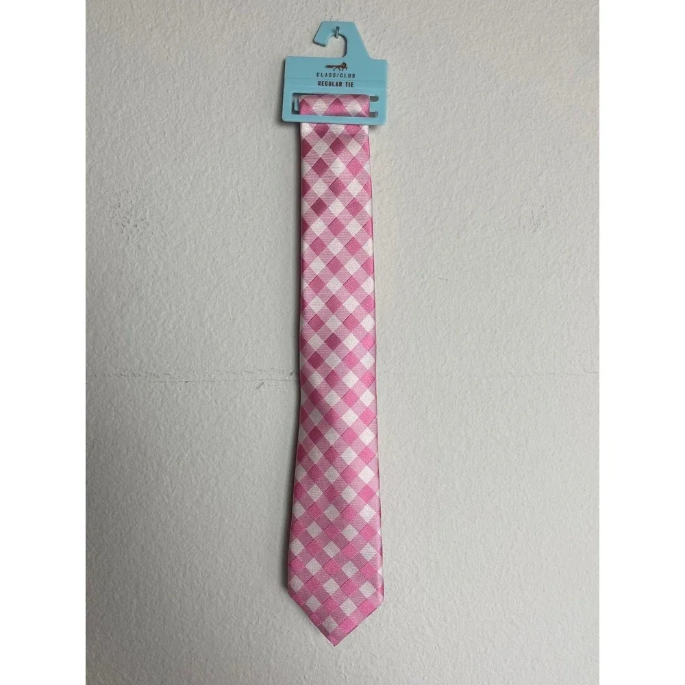 Class Club Pink Gingham 50” Boys Silk Tie